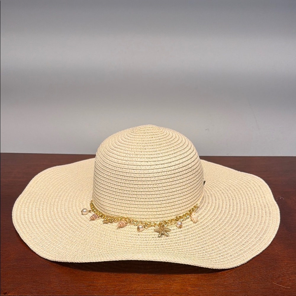 Elegant Cream Sun Hat with Gold Accents